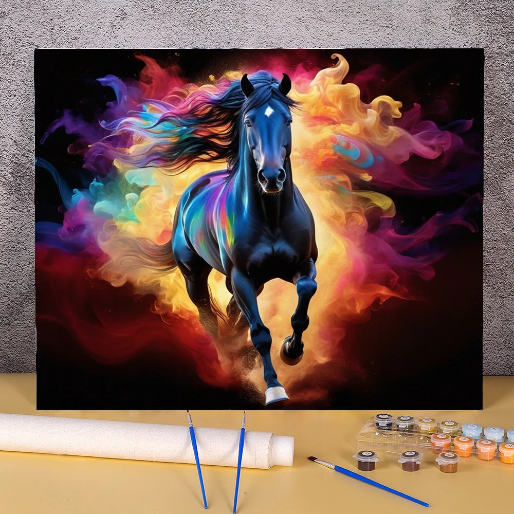 

50x70cm DIY Painting With Numbers On Canvas Running Horse Picture Coloring By Number For Adults Acrylic Paint Kits Figure Art