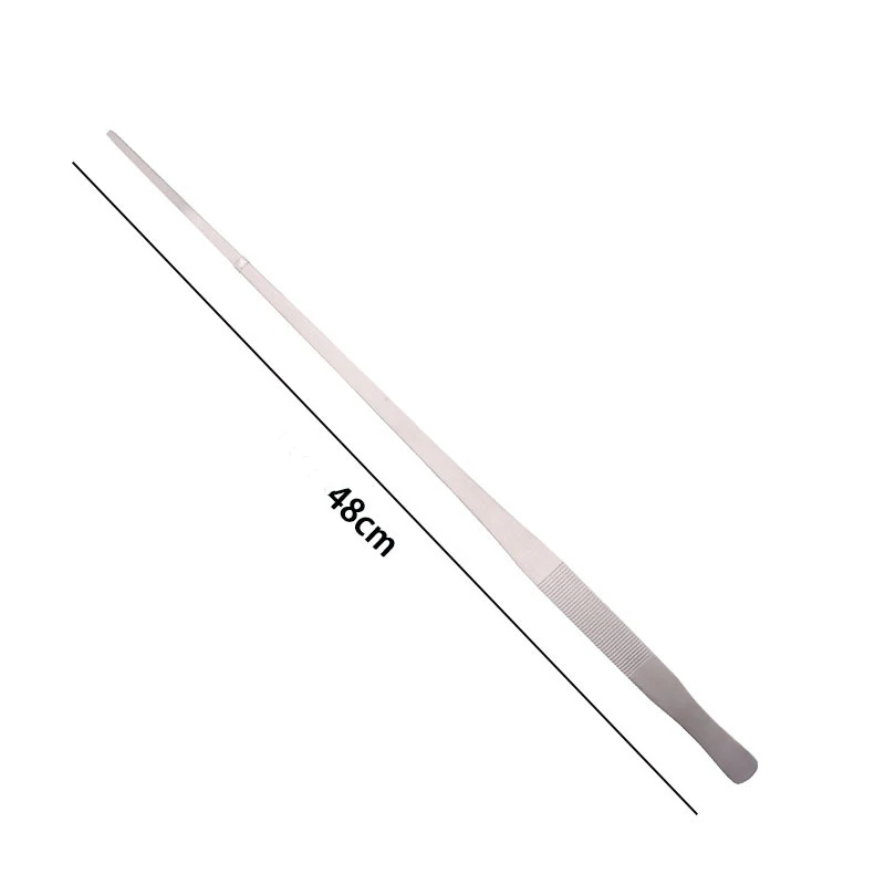 Edelstahl-Pinzette mit Dicken Gebogenen Geraden Zinken, 48cm Lang, Rutschfest, für Tierfütterung und Aquarienpflanzen