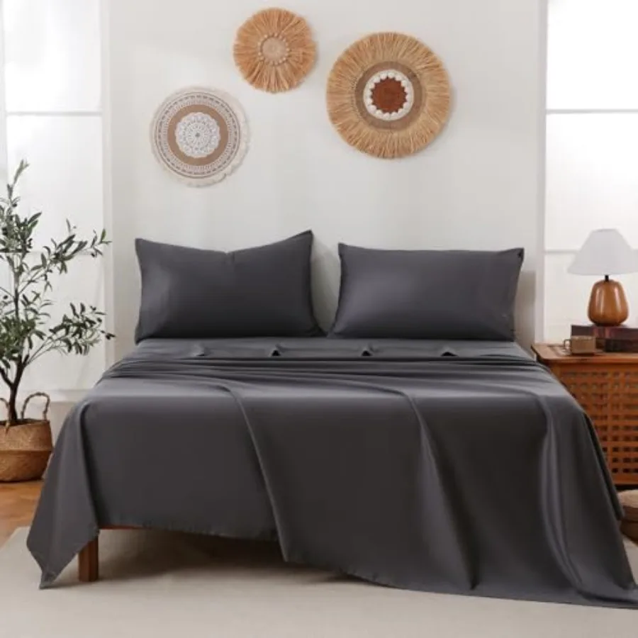 

Комплект постельного белья из 100% хлопка с глубоким карманом для матраса до 16 дюймов, роскошный гостиничный стандарт, 400 нитей, мягкий и дышащий.