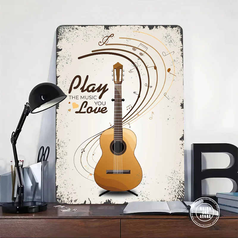 Acoustic Guitar Music Poster Customized Wall Art Vintage Metal Signs Retro Tin Plaque for Man Cave Decoration Garage Decorations