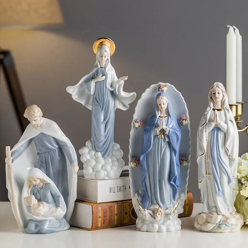 Reative Ceramics Character Sculpture Christian Catholic Madonna Jesus Church Character Statue Home Decoration