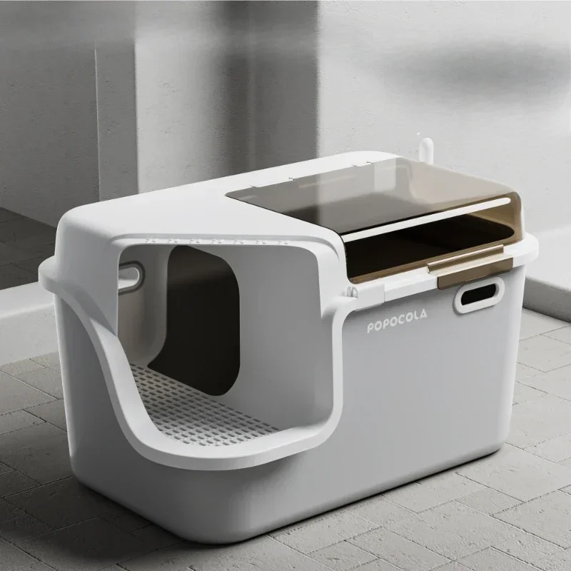 

Corridor Style Cat Litter Box Large Enclosed Tray Anti-Splash Sandbox Odor-Control Pet Litter Box Spacious Basin for Cats