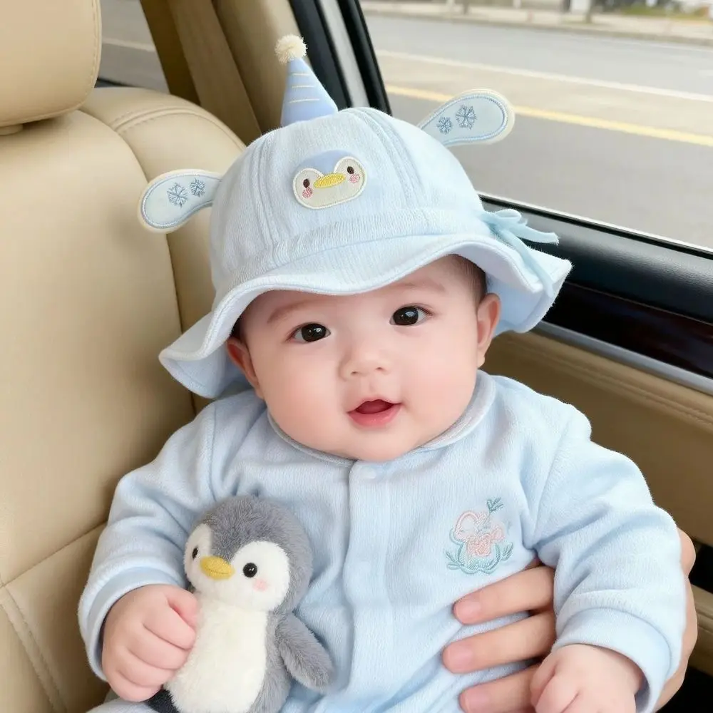 Lindo Sombrero de Pescador para Bebé con Dibujos Animados, Ajustable, Protector Solar, Transpirable, Unisex, para Bebés de 3 a 12 Meses