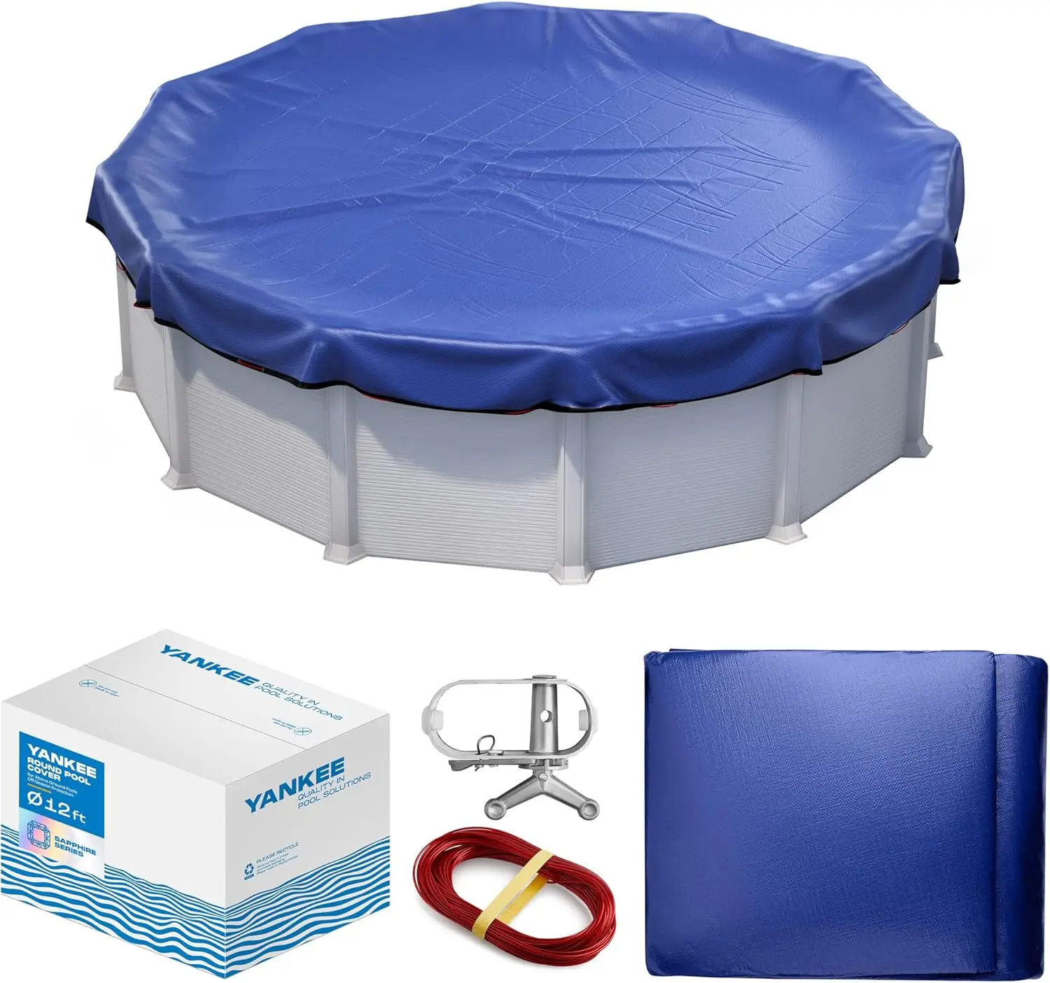 

Winter Pool Cover 12 ft Round for Above Ground Extra Thick & Durable Above-Ground Pool Cover Sapphire Series of Premium Cold