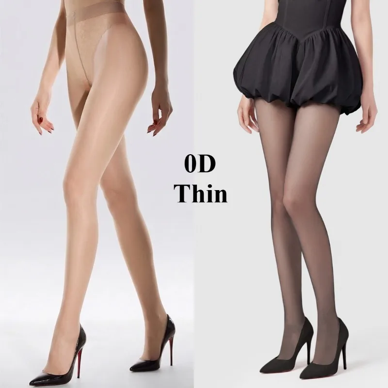 2 Pairs Black Sheer Pantyhose Seamless 0D Ultra Sheer Anti-Snag Control Top Tights for Women Bare Leg Effect Bikini Stockings