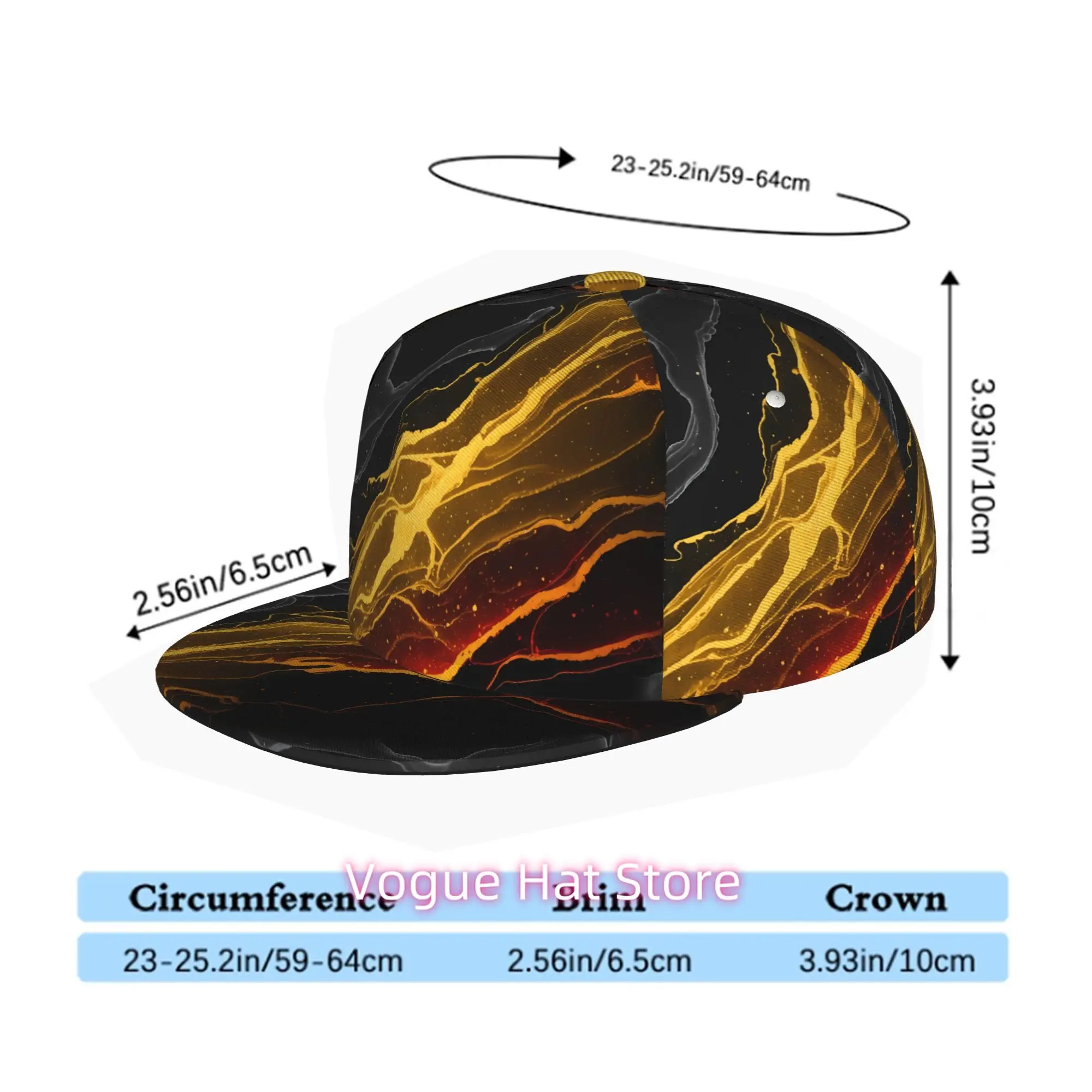 Men' & Women' Abstract Golden Snapback Trucker Hat - Adjustable Flat Brim Cap with Golden Gray, Soft Streetwear Suitable for Ska