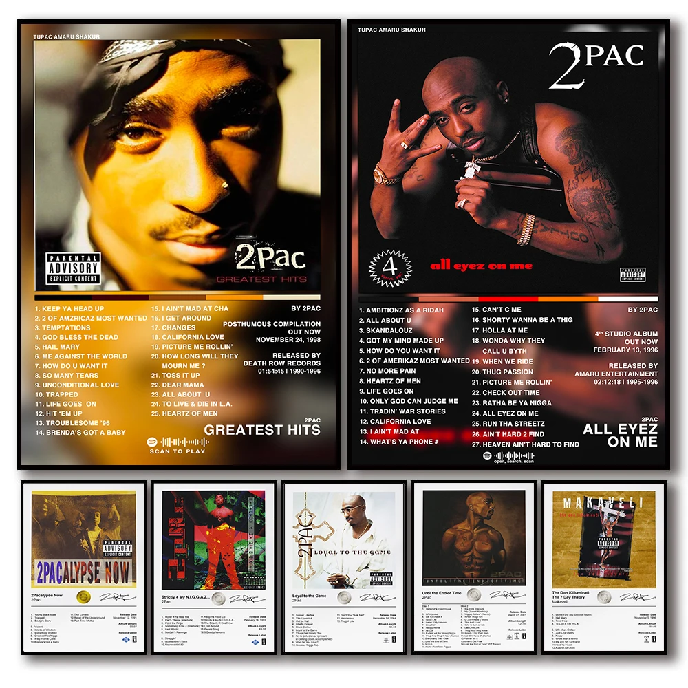 2Pac Music Album Cover Aesthetic Pictures Pop Hip Hop Rapper Tupac Posters For Room Modern Canvas Painting Art Wall Home Decor