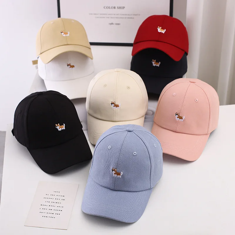 

Corgi Embroidery Baseball Caps for Men Women Cartoon Dog Cotton Adjustable Sun Visors Fashion Casual Hip Hop Hat Cute Animal Hat