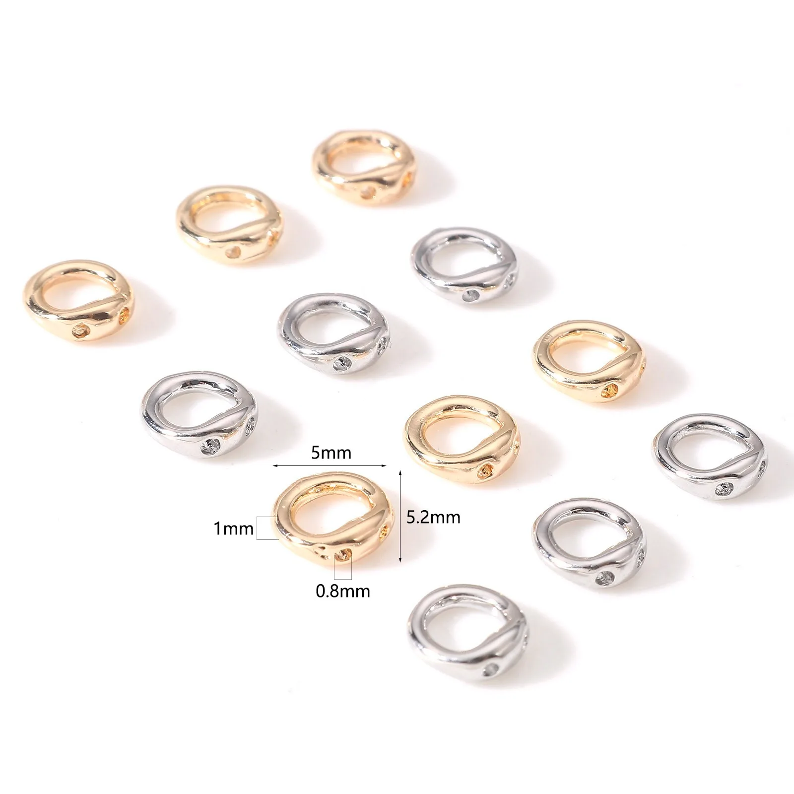 10/20pcs Golden Brass End Bead Tip Double Hole Connector Rings For Jewelry Making Supplies DIY Pearl Bracelet Necklace Accessory