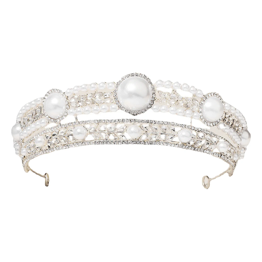 

Pearl Crown Rhinestone Headband Elegant Wedding Bridal Female Crowns Hairband Ornament Pearls Hairstyle Charm Beauty Appearance