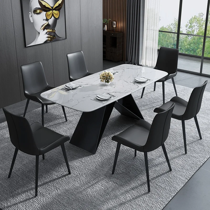 

Modern Dining Table Chairs Legs Metal Italian Nordic Rectangular Dining Table Restaurant Design Tavoli Da Pranzo Home Furniture