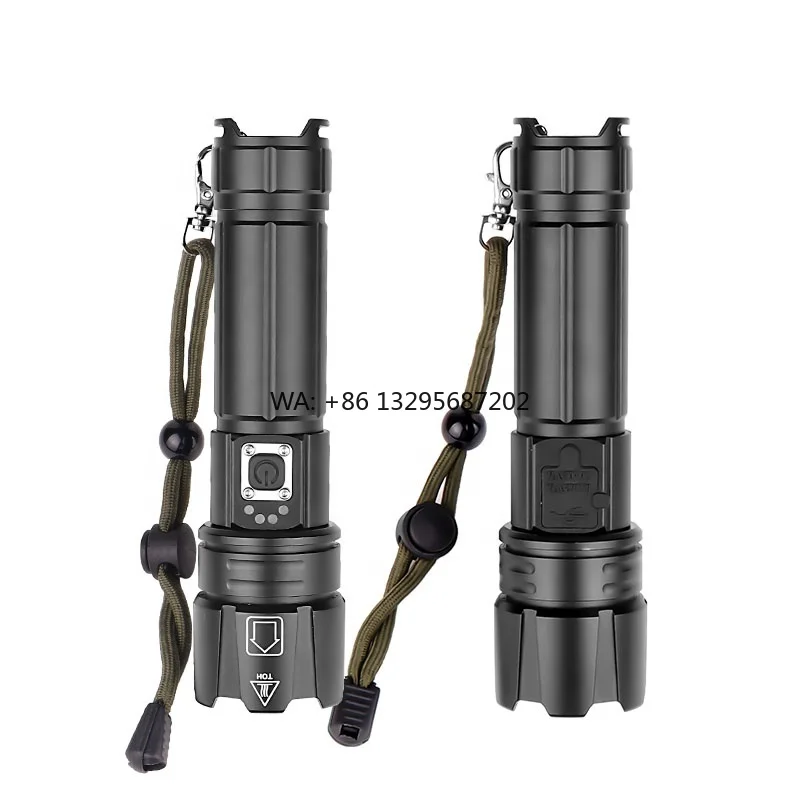 

New Arrival High Power Flashlight Zoom Focus Waterproof Torch Lights Handheld Portable Rechargeable Flash Light With Power Bank