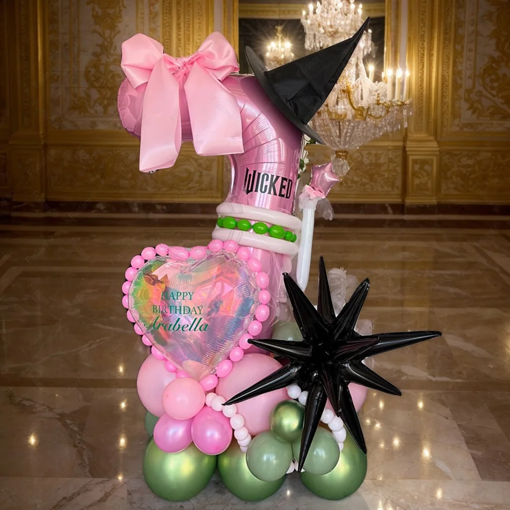 35-teiliges Wicked-Themed Geburtstagsparty-Dekorationsset Magische Hexen-Ballons 32 Zoll Rosa Zahlenballon Geburtstag Baby-Shower-Zubehör