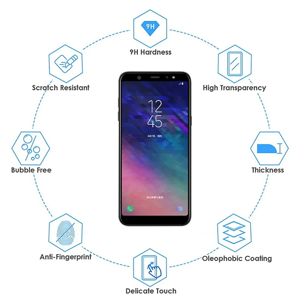 Protetor de tela de vidro moderado, 9D, Samsung A32 5G, A31, A50, A25, A55, A54, A53, A52, A35, A34, A13, A14, A12, A71, A72, a03S, A05S, PCes 1-3