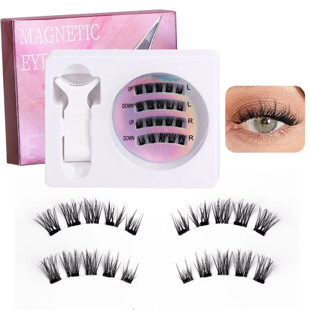 DIY Magnetische Saug Falsche Wimpern L Curl Langlebige Cat Eye Gefälschte Wimpern Make-Up Wiederverwendbare Kleber Kostenlose Falsche Wimpern
