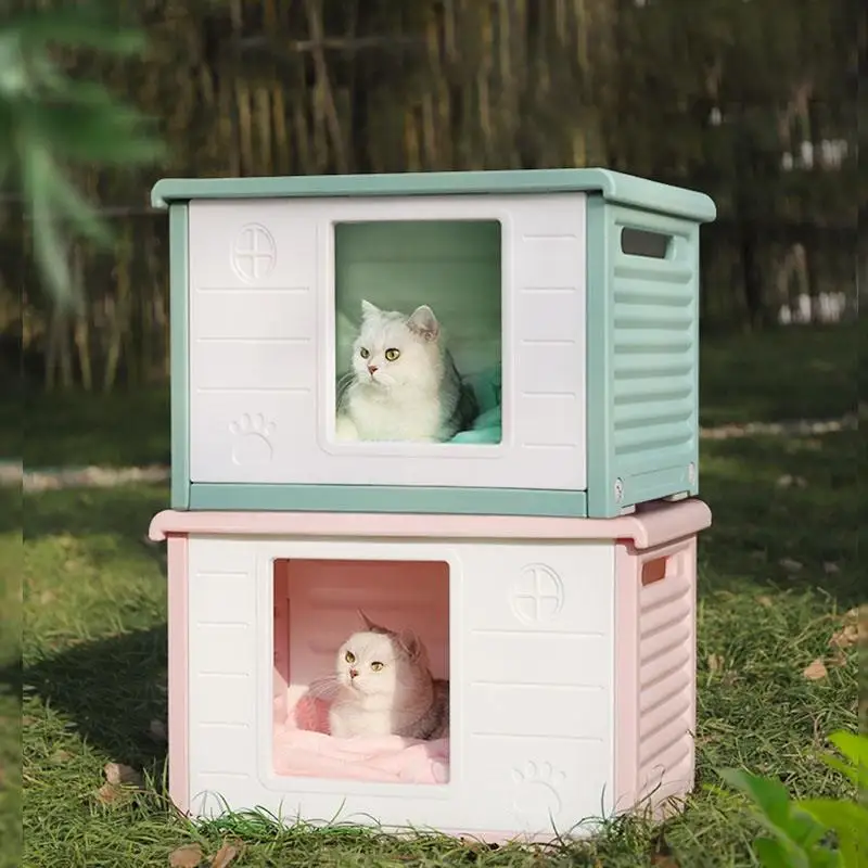 Cat House Four Seasons Universal Small Dog House Dog House Outdoor Enclosed Cat House Rainproof Stray Cat Outdoor House Summer