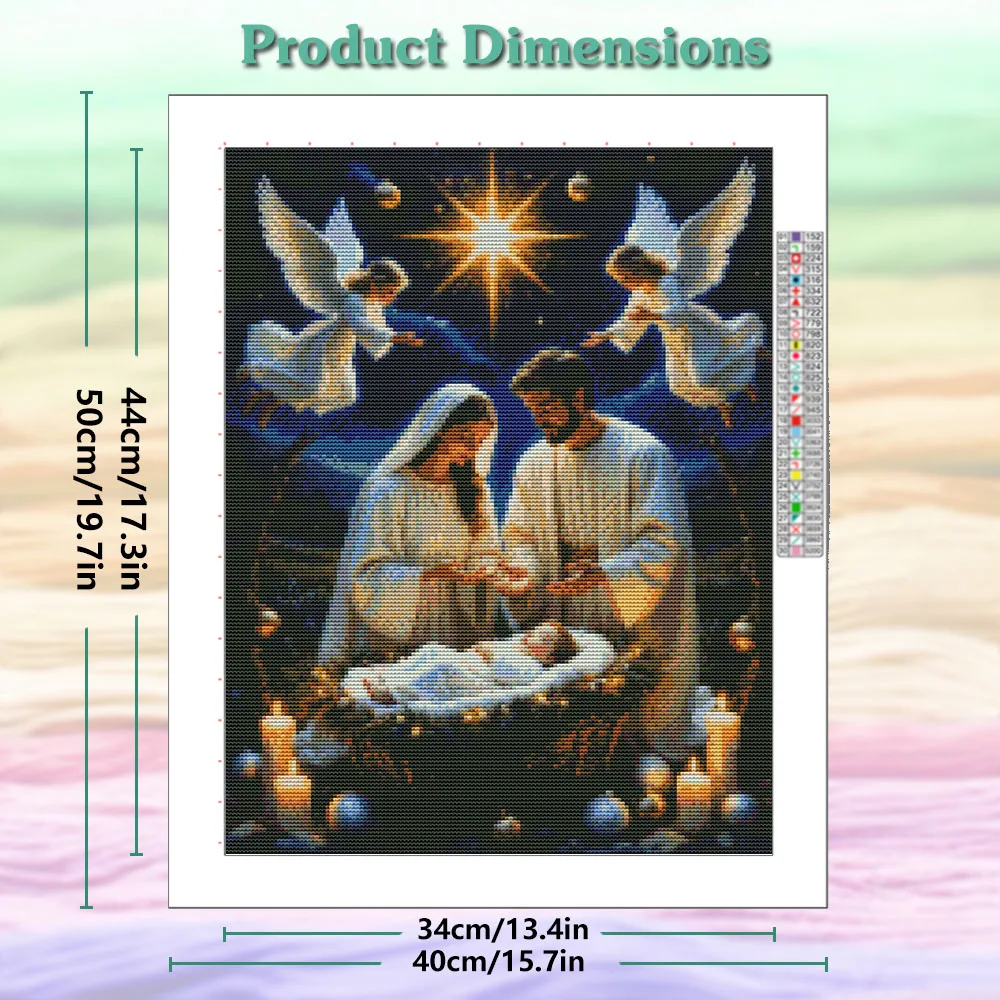 Cross Stitch Nativity Scene Embroidery Kits Religious Portrait Printed Canvas 11CT Thread Needlework Christmas Gift Home Decor