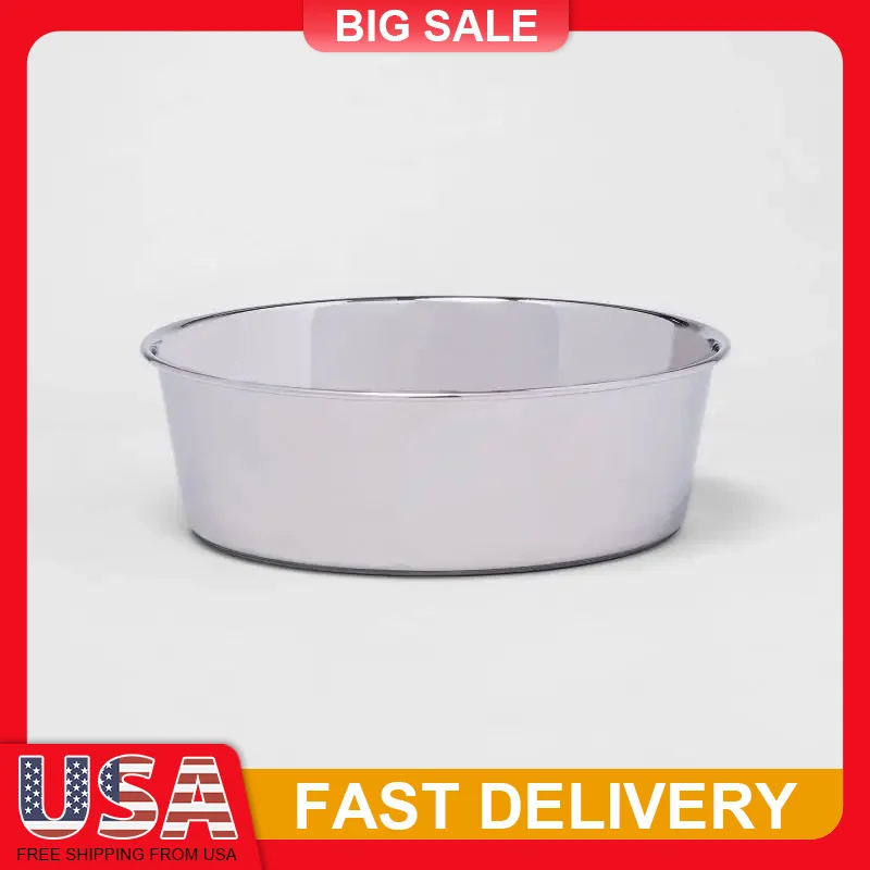 

Non Slip Stainless Steel Dog Bowl 8 Cup Capacity Pet Food Water Dish with Rubber Base for Large Medium Dogs