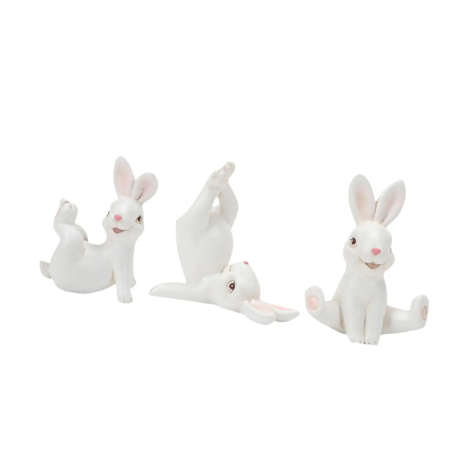 3Pcs Garden Rabbit Miniature Figurines Gift Modern Cute Collectible Creative Bunny Statues for Outdoor Yard Lawn Patio Garden