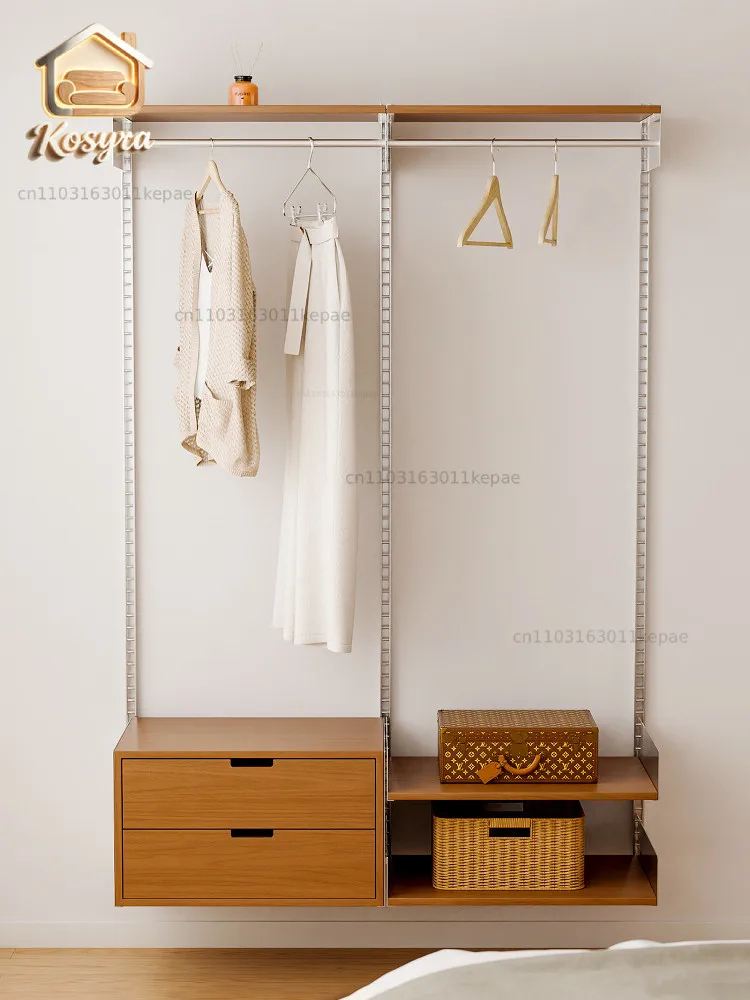 Medieval wall-mounted coat rack, bedroom multi-functional shelf, small apartment adjustable display rack, living room