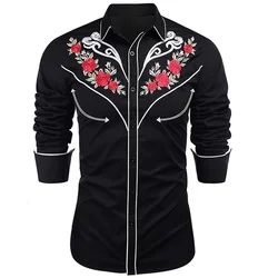 Top Men's Shirt Western Tribal Ethnic Style Designer Design Rose High Quality Luxury Men Sports Leisure Outdoor Party 2023 New