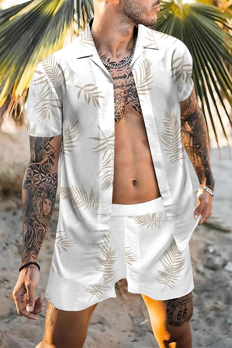 Fashion Hawaiian Suit Print Men Shirt 2Pcs Set luxury 3D Print Holiday Set Short Sleeve Casual Shirt Beach Two Piece Man Sets