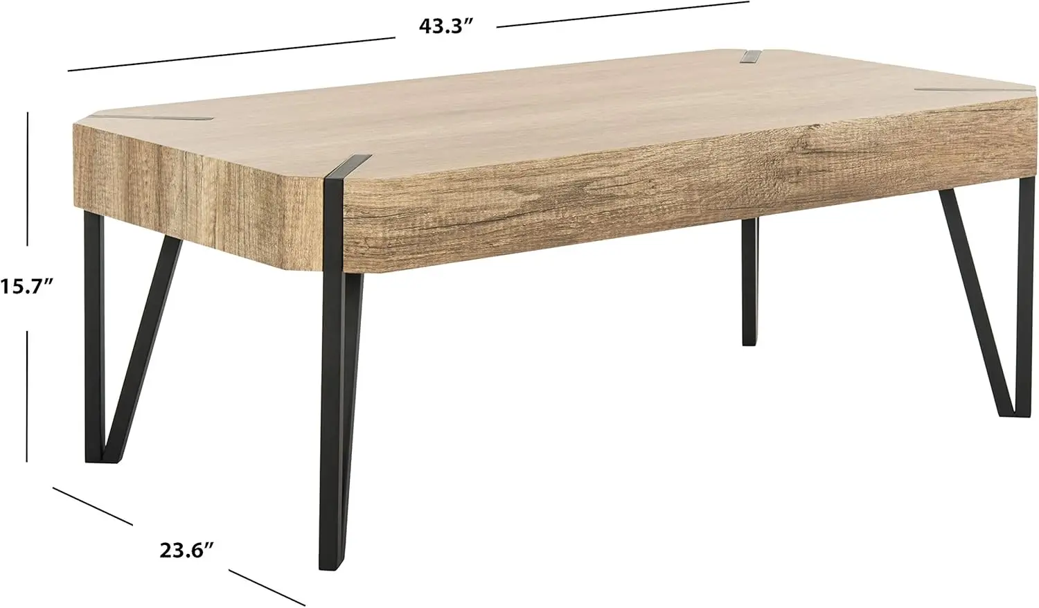 Casa Liann-Multi Glass Leg Coffee Table, marrom rústico e preto