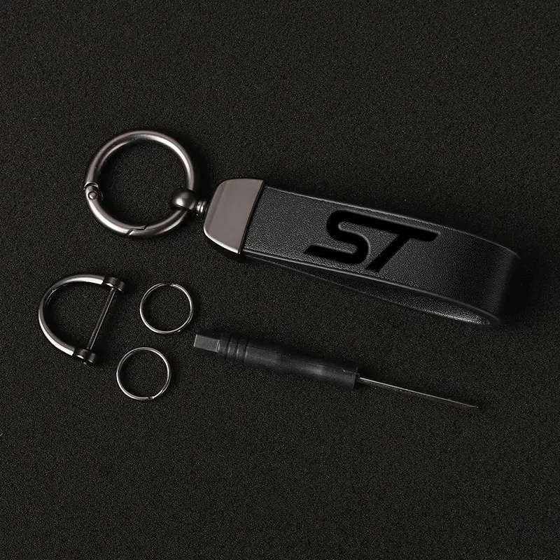 Luxury Genuine Leather Keychain Car Key Ring Holder Jewelry Custom Gift For Ford Focus ST Mondeo Fiesta Kuga Escape Explorer Car