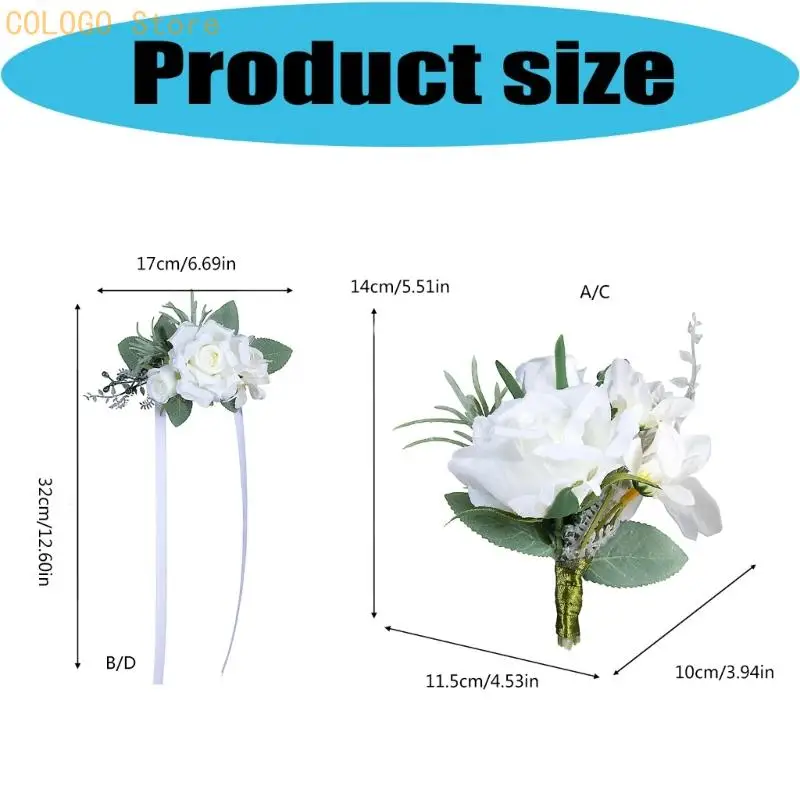 Celebration Rose Flower Arrangement for Wedding Ceremony Wear, Silk Flower Accessory for Dress, Suit Styling, and Guest Looks