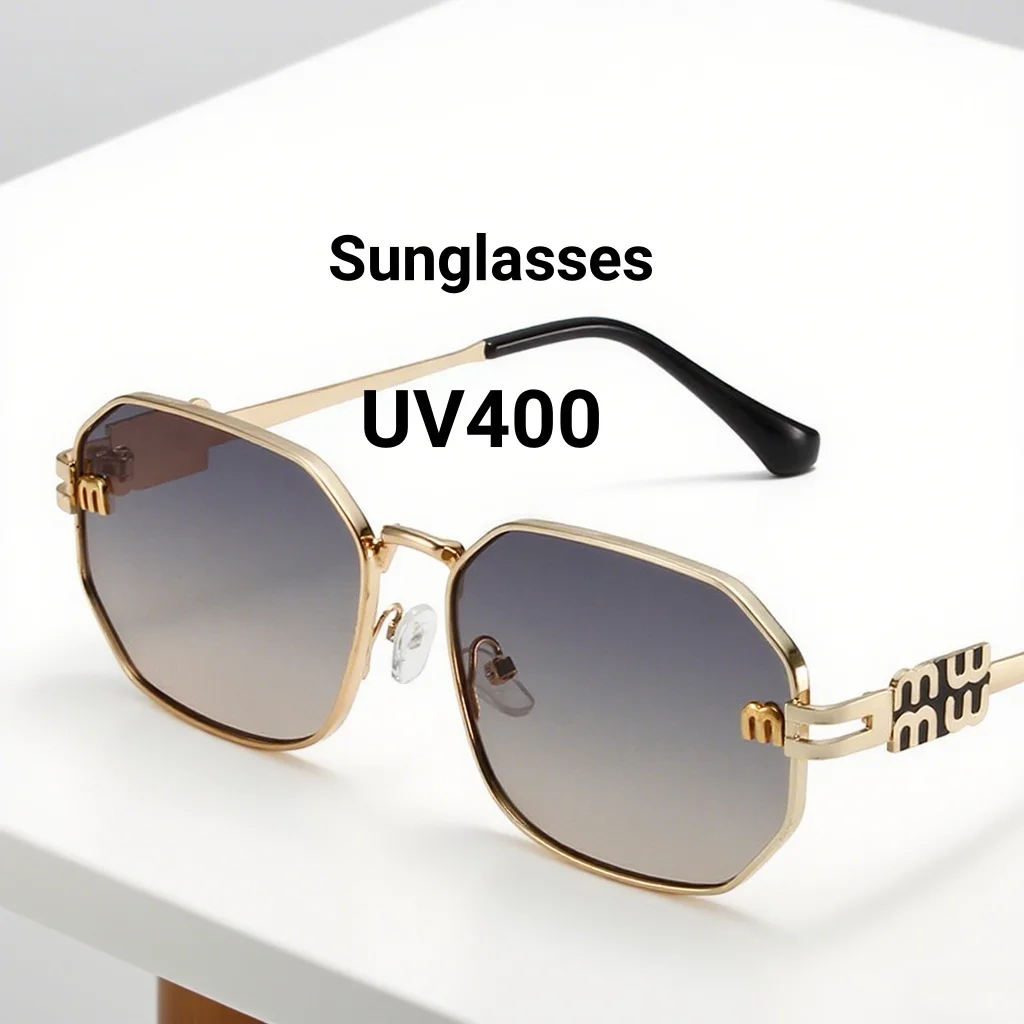 

New Fashion Polygonal Metal Frame Women's Sunglasses Personalized Trendy Sunglasses for Men and Women UV400 Sunscreen Sunglasses