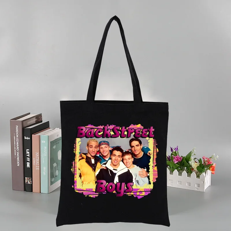 Backstreet Boys World BSB Music Band Fashion Shopping Black Bags Canvas Tote Bag Mom Reusable Cloth Bag Handbag Shoulder Bags