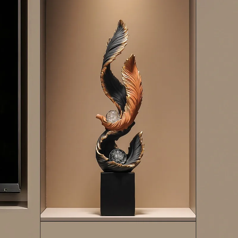 Home Decor Wind and Water Rise,Feather Sculpture Decoration,Living Room Entrance,TV Cabinet,Niche,Vertical Decorations 66cm Gift