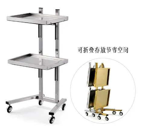 Stainless Tool Car Barber Shop Ironing and Dyeing Trolley Folding Storage Hair Salon Special Car
