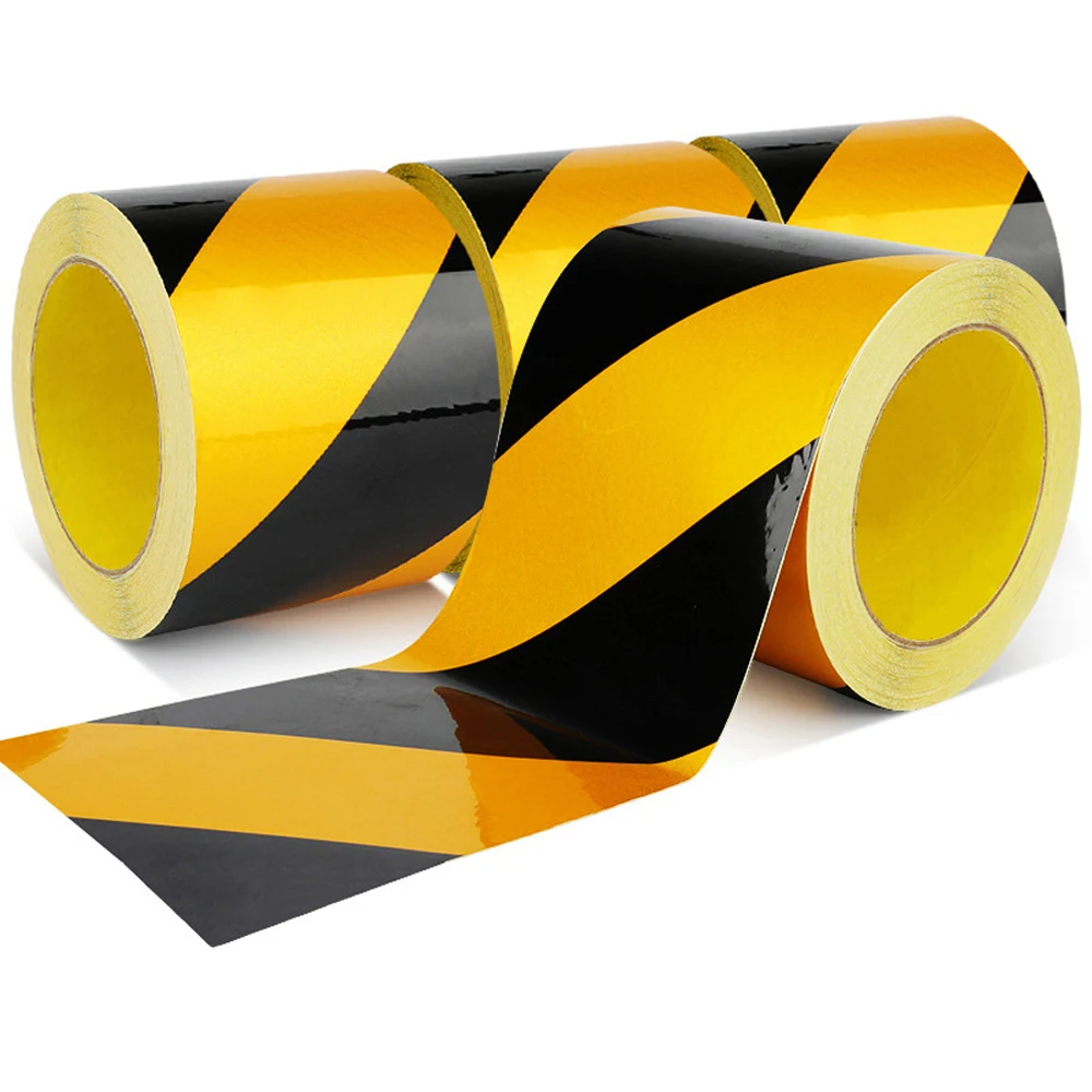 Self Adhesive Reflective Warning Tape For Steps, High Visibility Yellow Black Tape For Outdoor Construction Warning