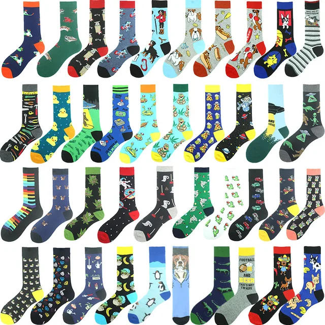 1 para moda bawełna zabawna panda małpa biznes mężczyźni szczęśliwe skarpetki unisex dorosły czesany Hip Hop Street deskorolka wysokie Sox jesień