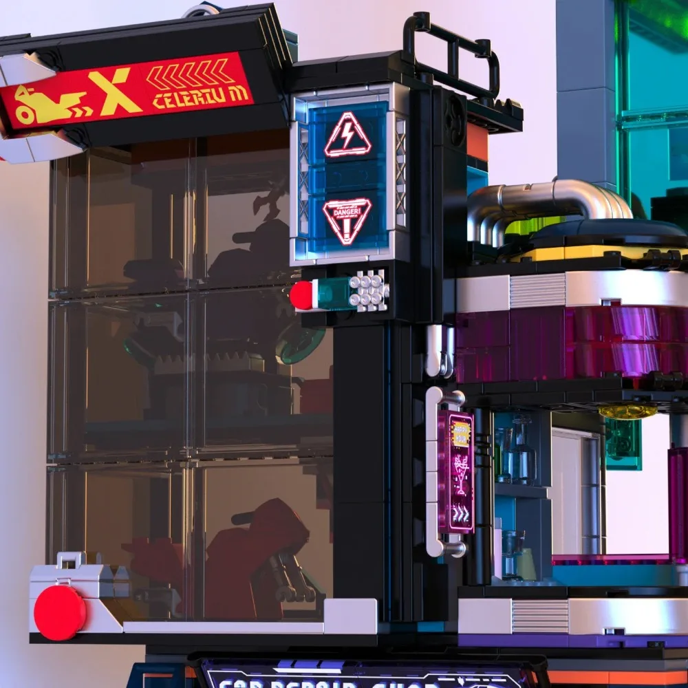 MOC 2098 ELEMENTÓW Klocki Konstrukcyjne Cyber Future City Widok Ulicy Małe Elementy Model do Składania DIY Dekoracja Prezent dla Dorosłych