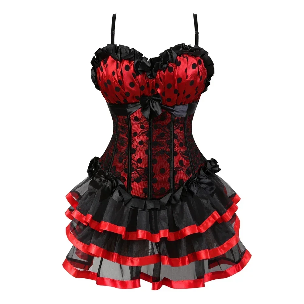 Corsetto Jupe corsetti vittoriani abiti bustini Burlesque con gonna Tutu Costume Rave abiti di Halloween donna