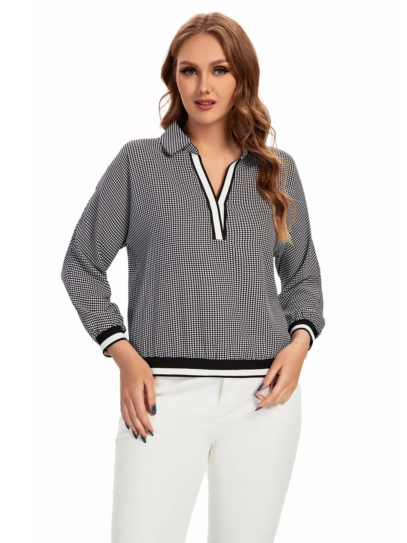 

Женская модная тканая рубашка больших размеров на весну и лето