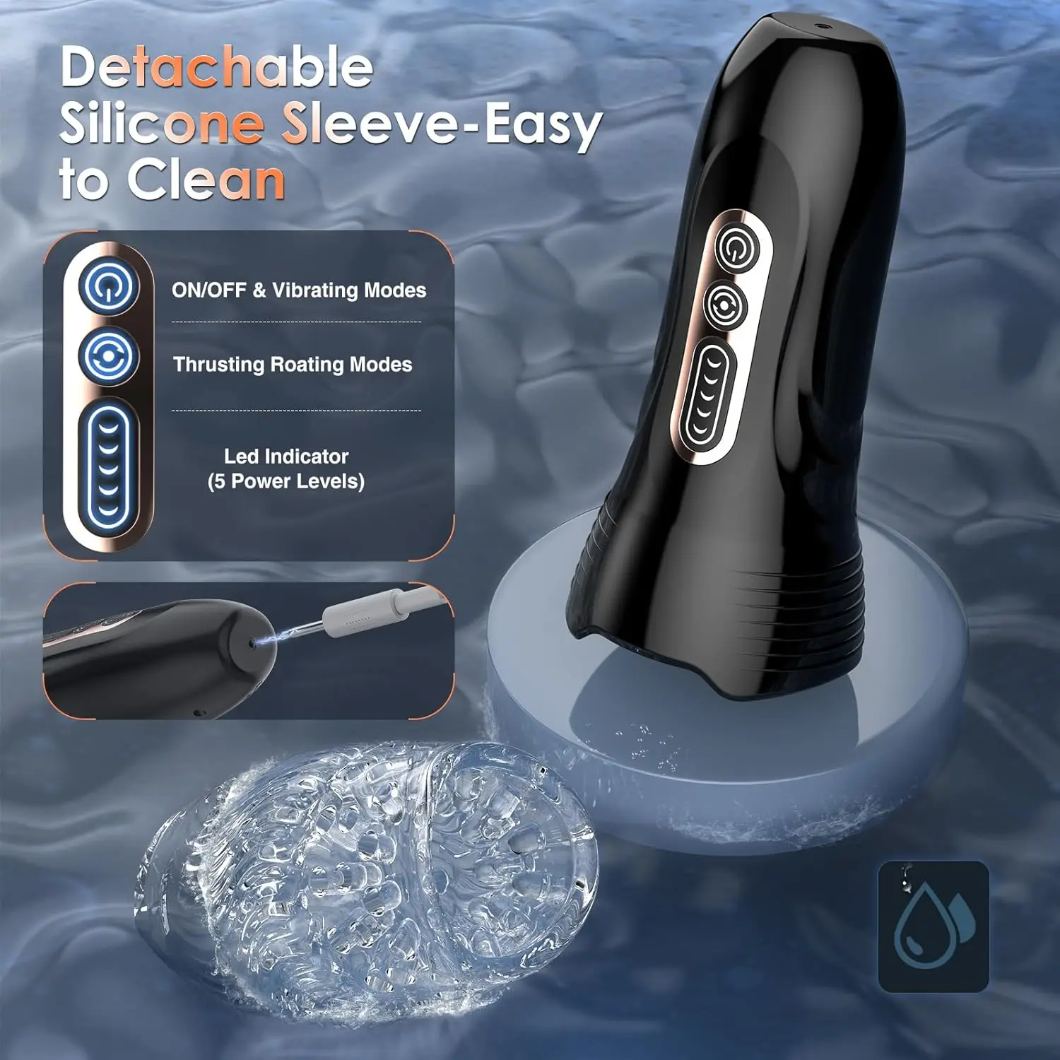 , an automatic male sexual toy, features 5 types of thrust rotation and 10 vibration modes. It is an adult toy with an electric