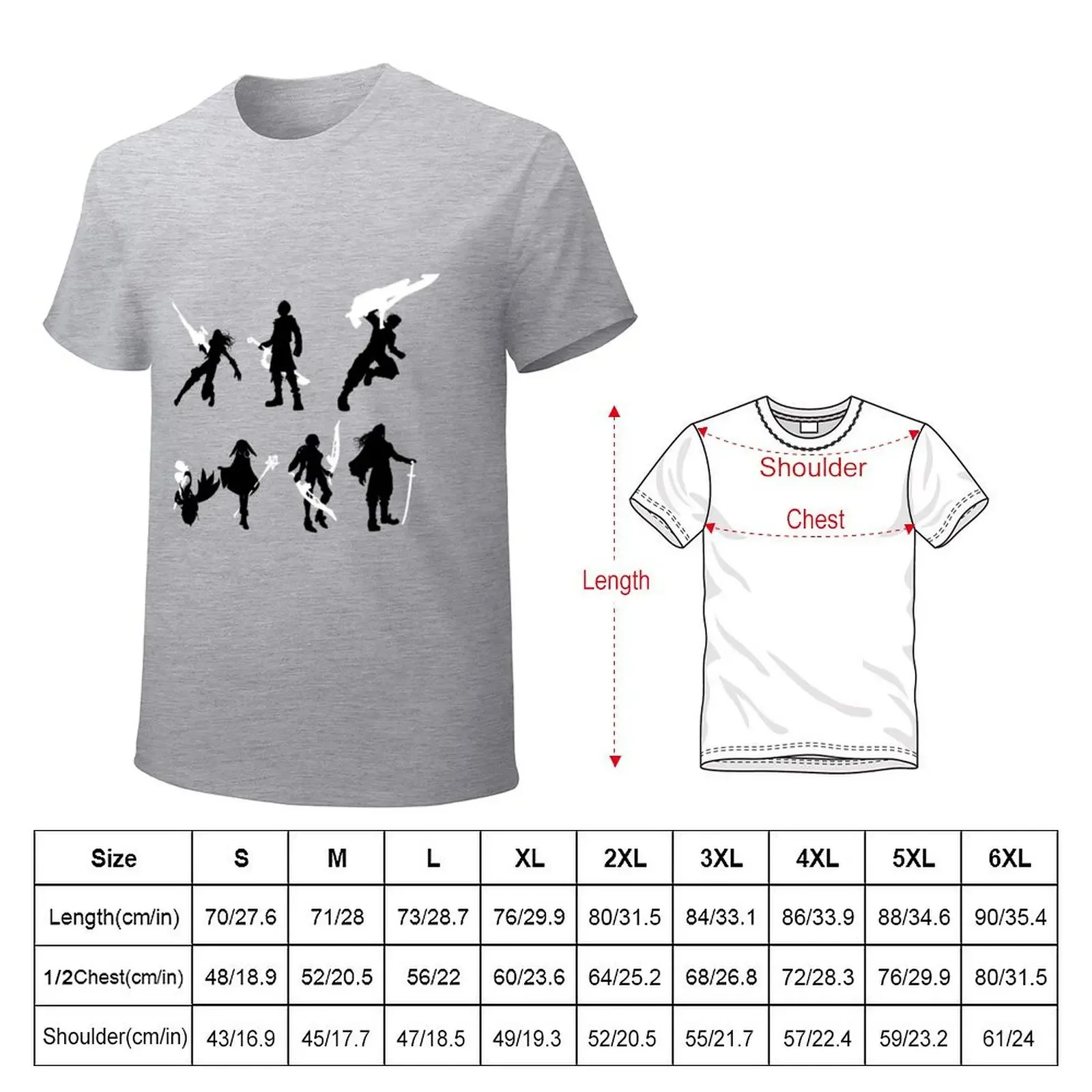 Xenoblade party silhouette (ver. 2) T-shirt graphics shirts graphic tees mens graphic t-shirts anime