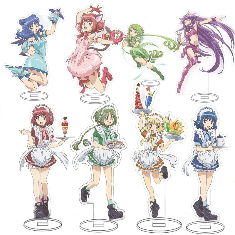 Japan Anime Mew Mew Figures Momomiya Ichigo Aizawa Minto Cosplay Acrylic Stand Model Plate Holder Cake Topper Birthday Toy