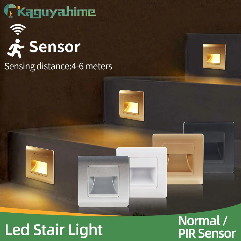 

Kaguyahime PIR Sensor Recessed Wall Lights 110V 220V Led Stair Light AC85-265V Footlight Corridor Step Light Motion Lamp