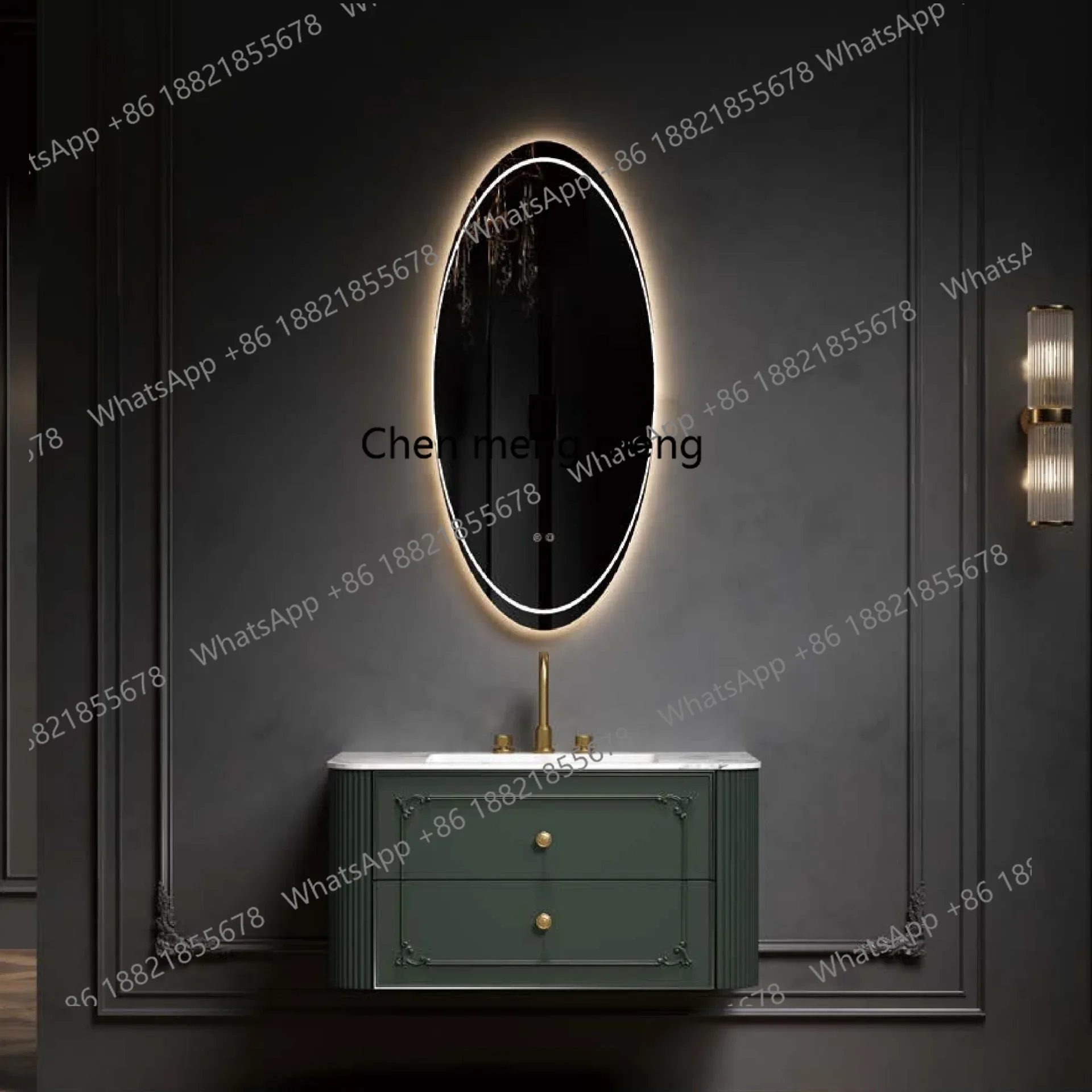 ตู้ห้องน้ำสไตล์เรโทรสุดหรู พร้อมอ่างล้างหน้าคู่หินอ่อน ตู้ล้างหน้าไม้โอ๊ค ชุดตู้ล้างหน้า