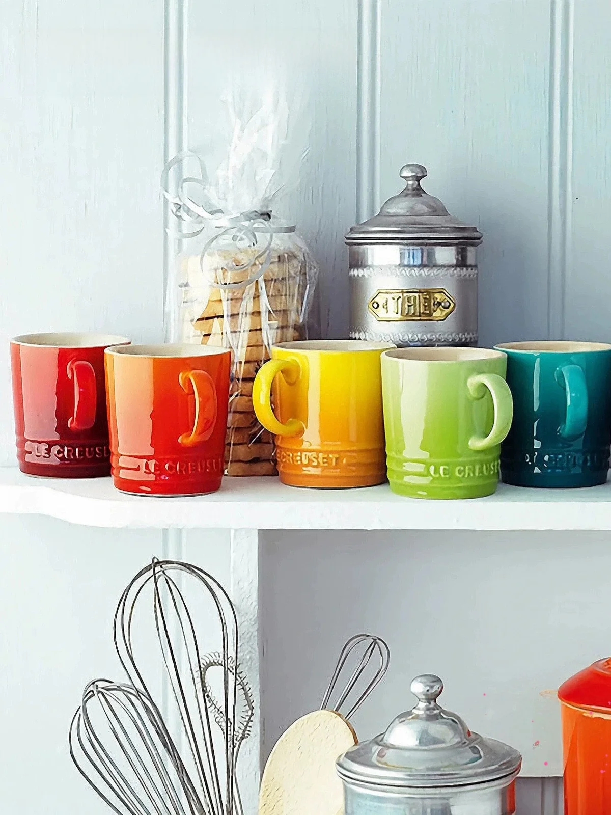 Le Creuset Rainbow Cerc Tassen-Set, französische Sle-Kaffeetassen, glasiert unter dem Heimgebrauch, Geschirr, Geschenkbox für Erwachsene
