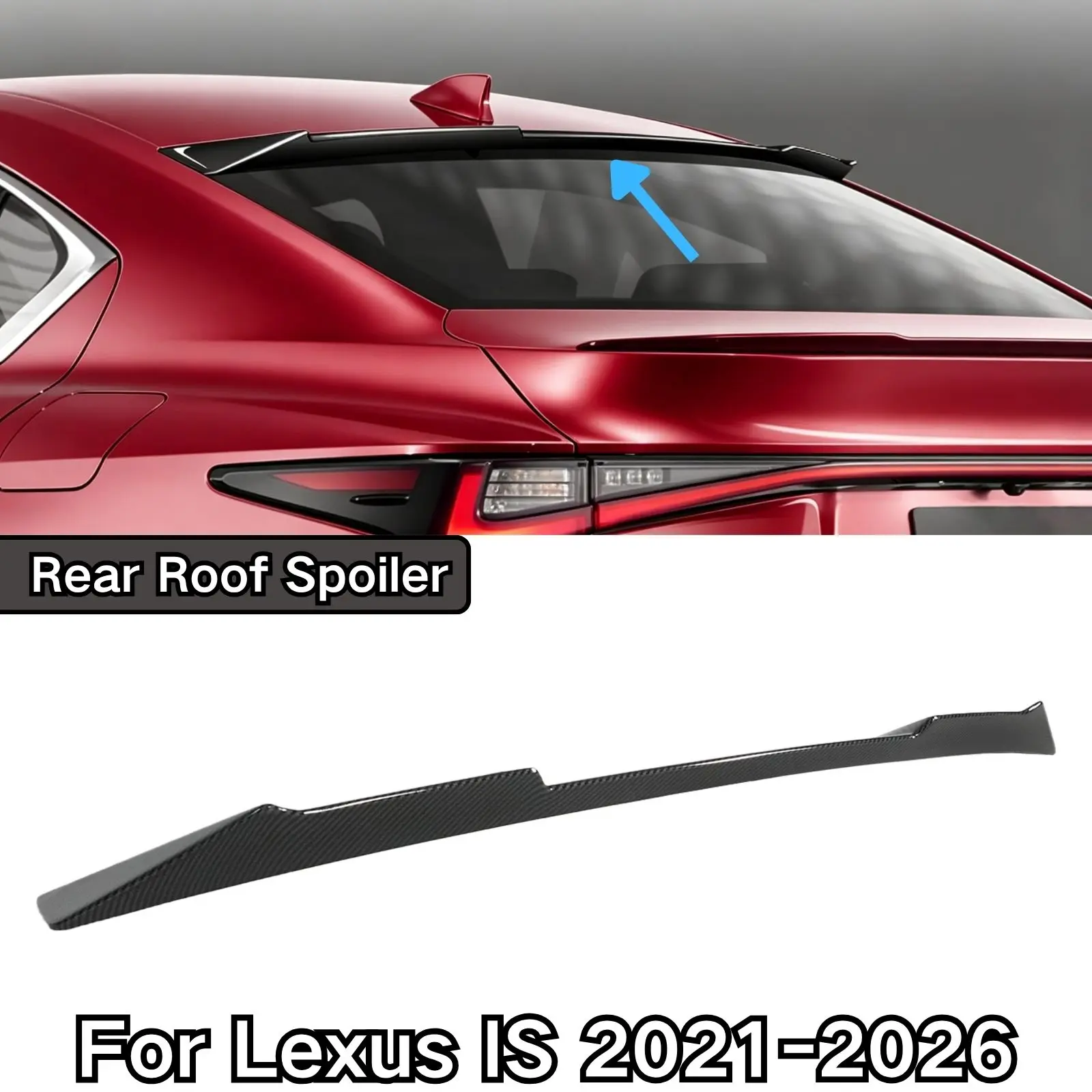 Car Rear Roof Spoiler For Lexus IS 2021-2026 Wing Car Accessories Body Kit Glossy Black Carbon Fiber Painted Spoiler ABS Plastic