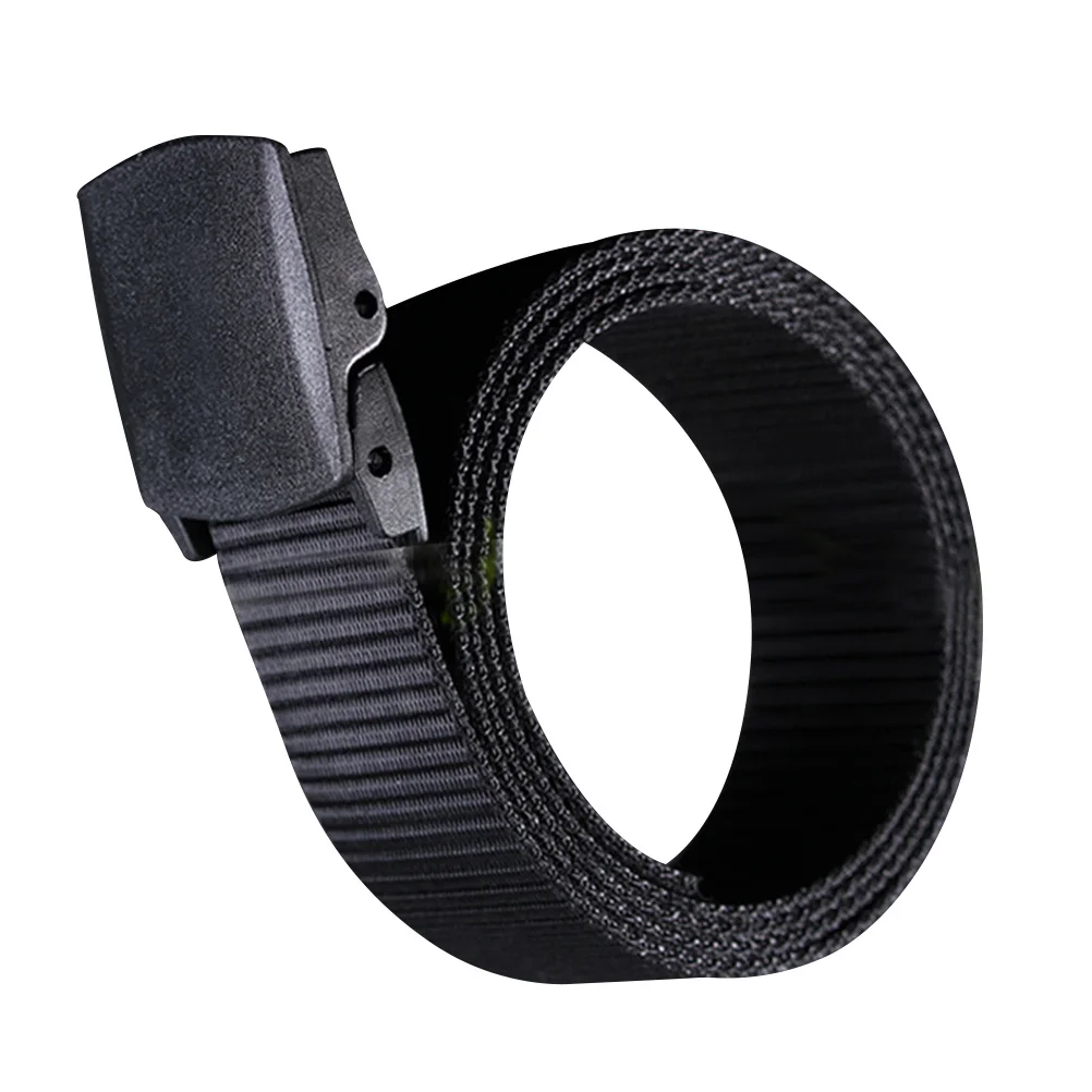 

Men'S Anti-Allergy Canvas Belt 130Cm Black Lightweight Nylon Webbing Outdoor Durable Buckle Breathable Casual Belt For Military