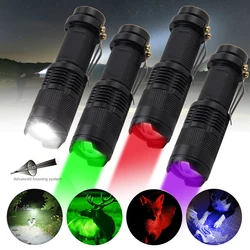 Mini Lampe de Poche SK68 à LED Zoomable Vert/Rouge/Blanc/UV 365nm/395nm, Stylo Torche à réinitialisation, Faisceau d'Inspection, Lanterne Étanche à 3 Modes