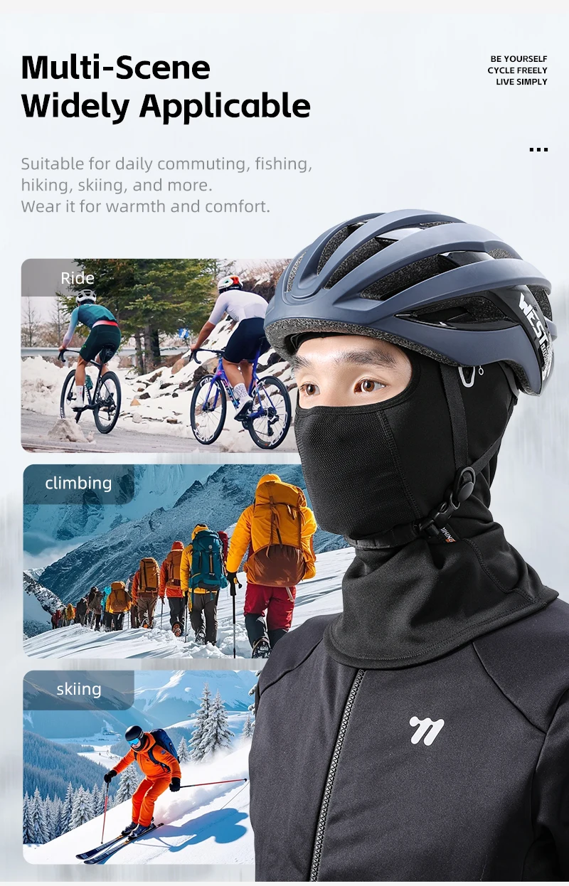 WEST BIKING Thermo-Balaclava Winddichte Gesichtsmaske mit Netzbelüftung Ski Motorrad Fleece Nackenwärmer Helmkompatibel – Detail 6