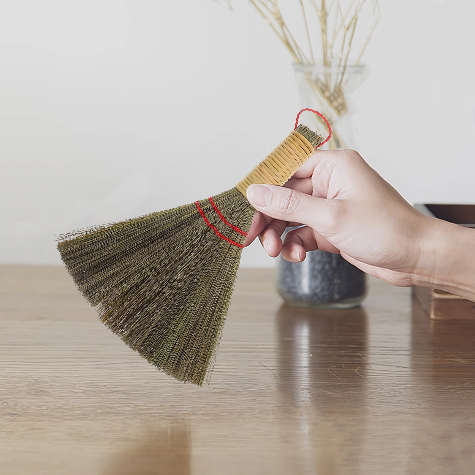 

Small Cleaning Brush Desktop Dustpan Whisk Duster Handheld Straw Sweeper Household Mini Corn Broom Compact Fireplace Broom Short