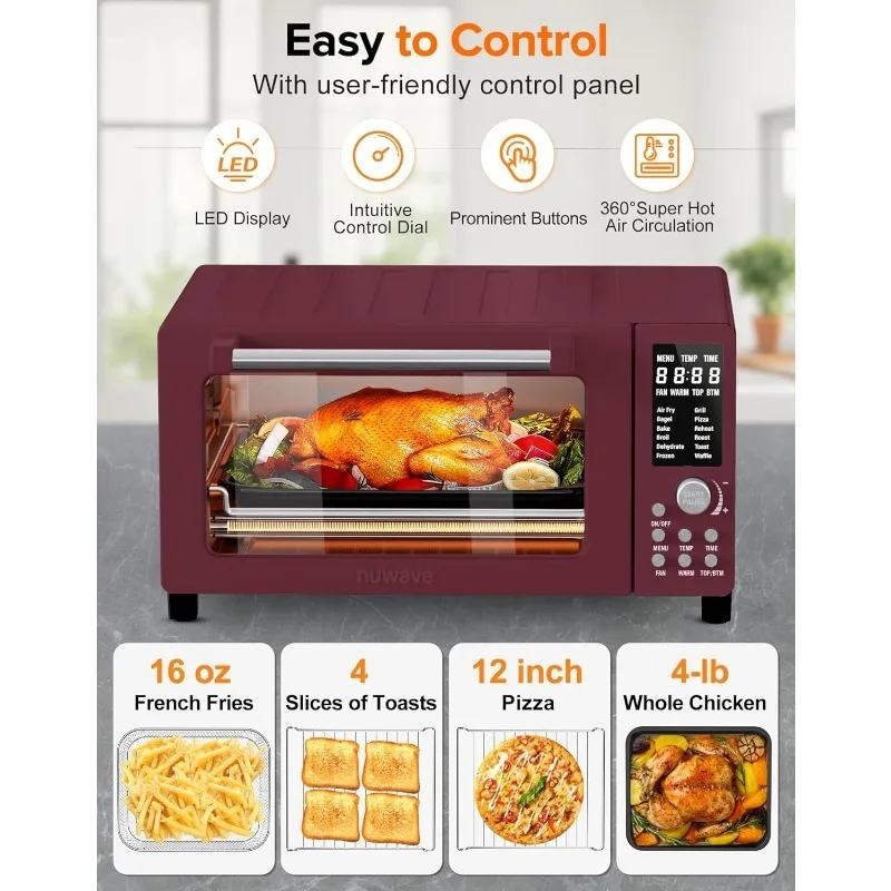 Smart Air Fryer Oven Combo Air Fryer Convection Oven Countertop Functionality with Faster and More Evenly Crispy Technology